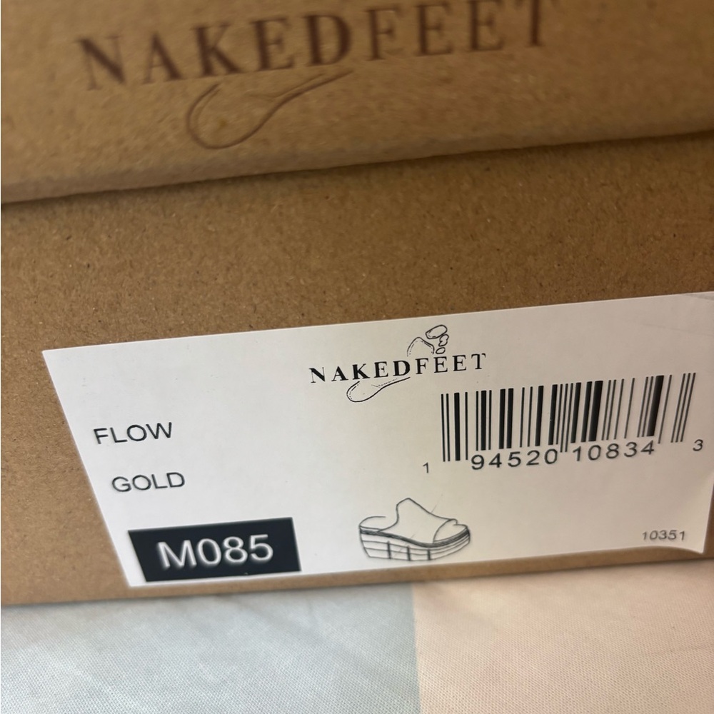 Naked Feet Metallic Gold Platform Slide with Layered Tan Sole - Picture 11 of 11